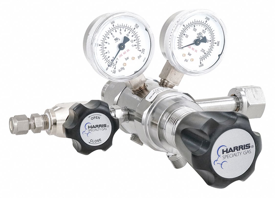 HARRIS Oxygen, Specialty Gas Lab Regulator, CGA540, Two Stage, Chrome