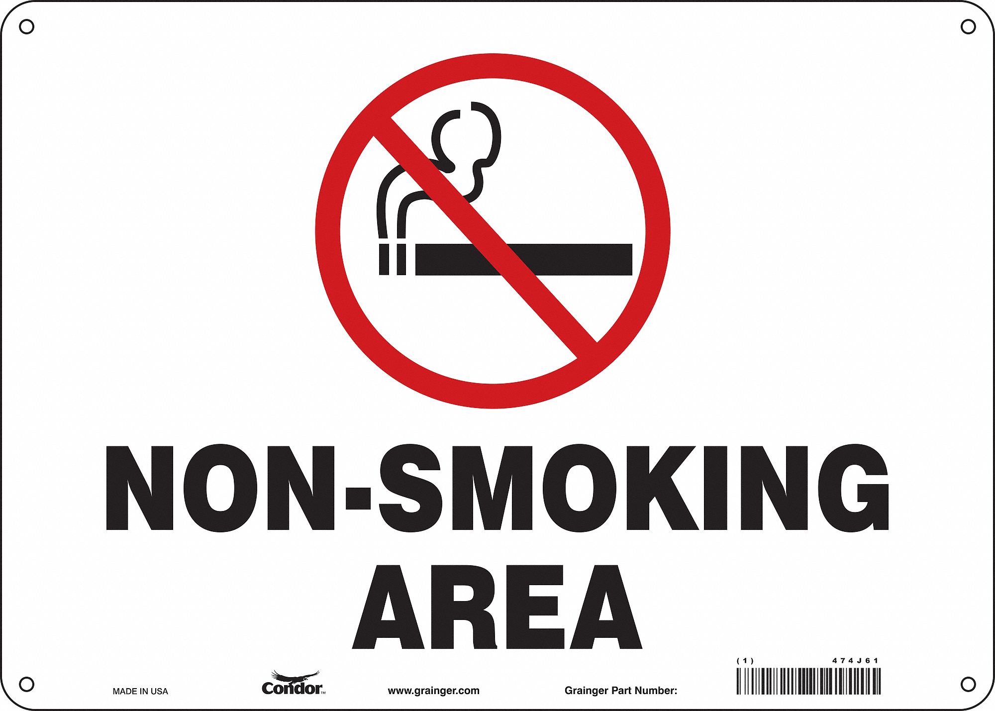 CONDOR Safety Sign, Sign Format Other Format, Non-Smoking Area, Sign