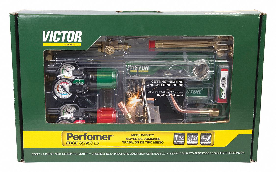 VICTOR Gas Welding Outfit, EDGE Series, Cuts Up To 6", Welds Up To 1/4" 482W0903842126