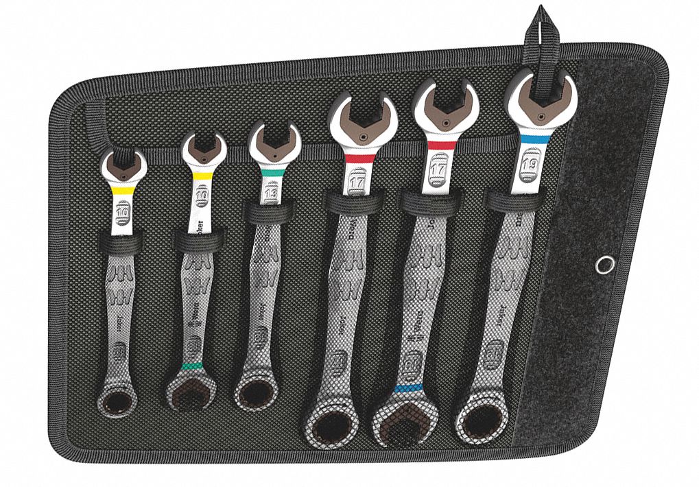 WERA Ratcheting Combination Wrench Set, Metric, Number of Pieces 6