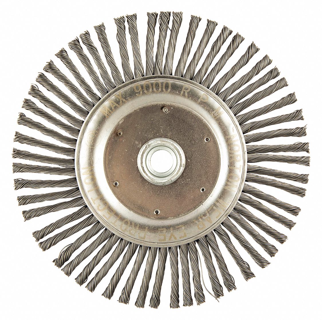 NORTON 67/8" Twisted Wire Wheel Brush, Arbor Hole Mounting, 0.020