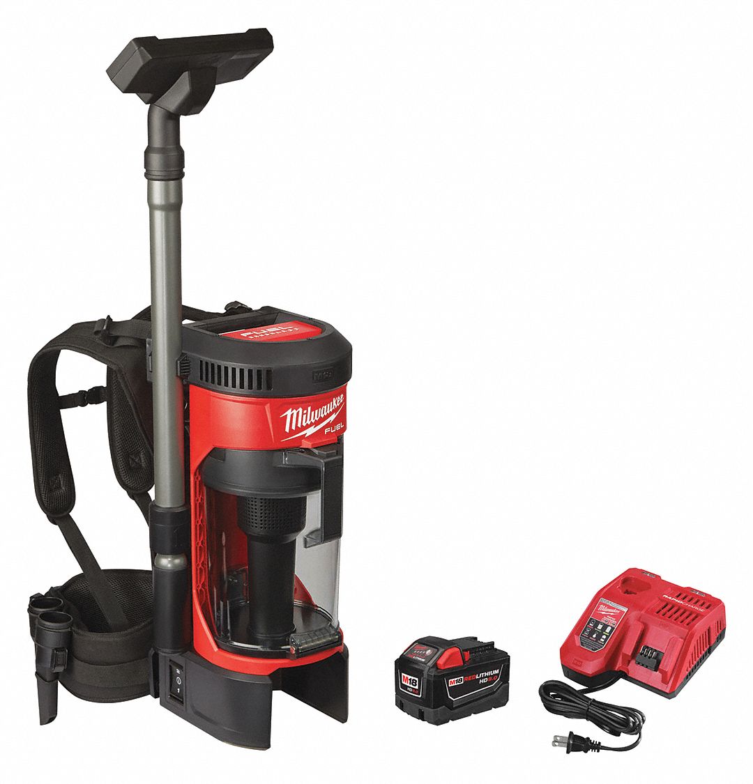 MILWAUKEE Cordless Backpack Vacuum, 55 cfm, HEPA Vacuum Filtration Type