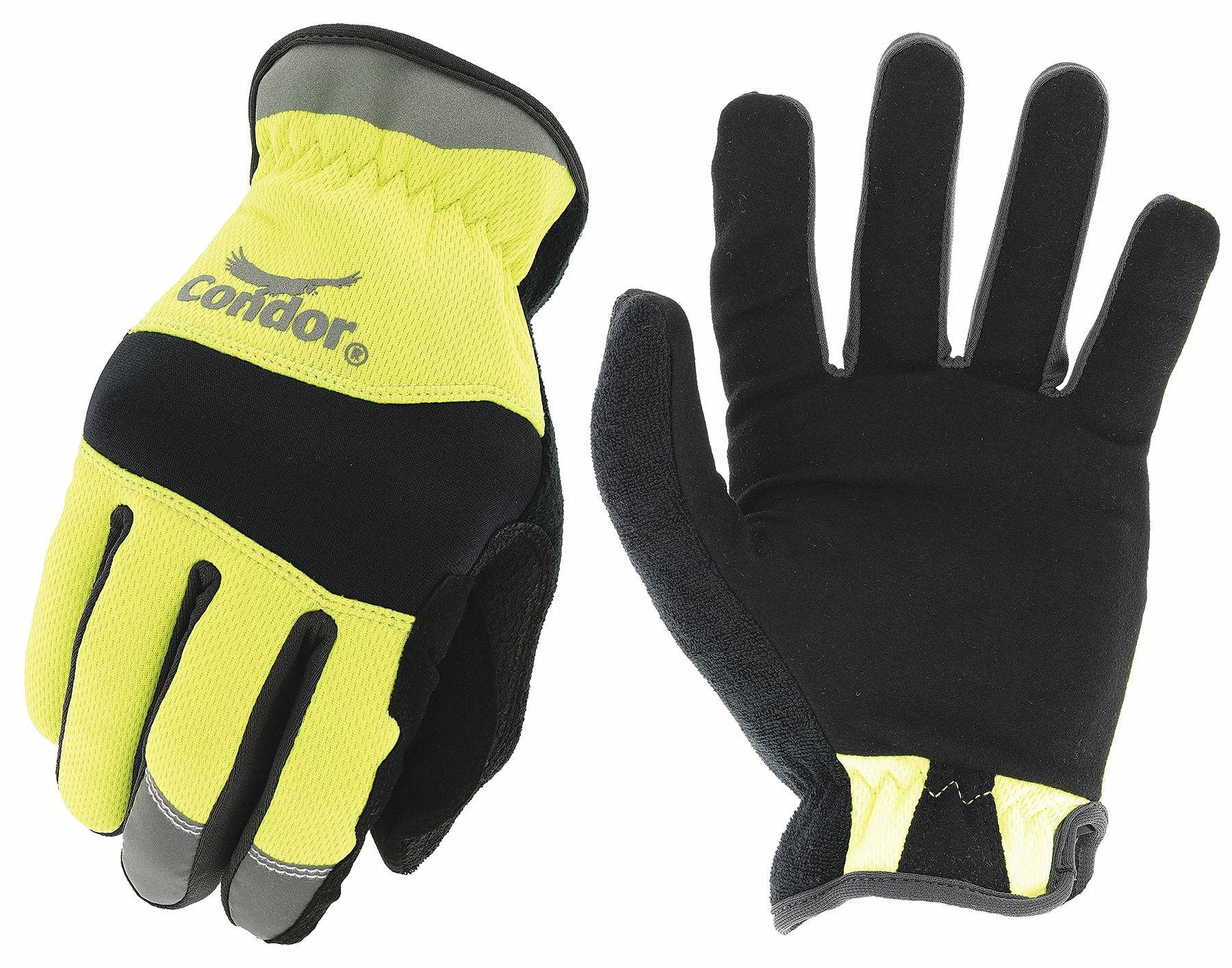 CONDOR General Utility Mechanics Gloves, L, High Visibility Yellow