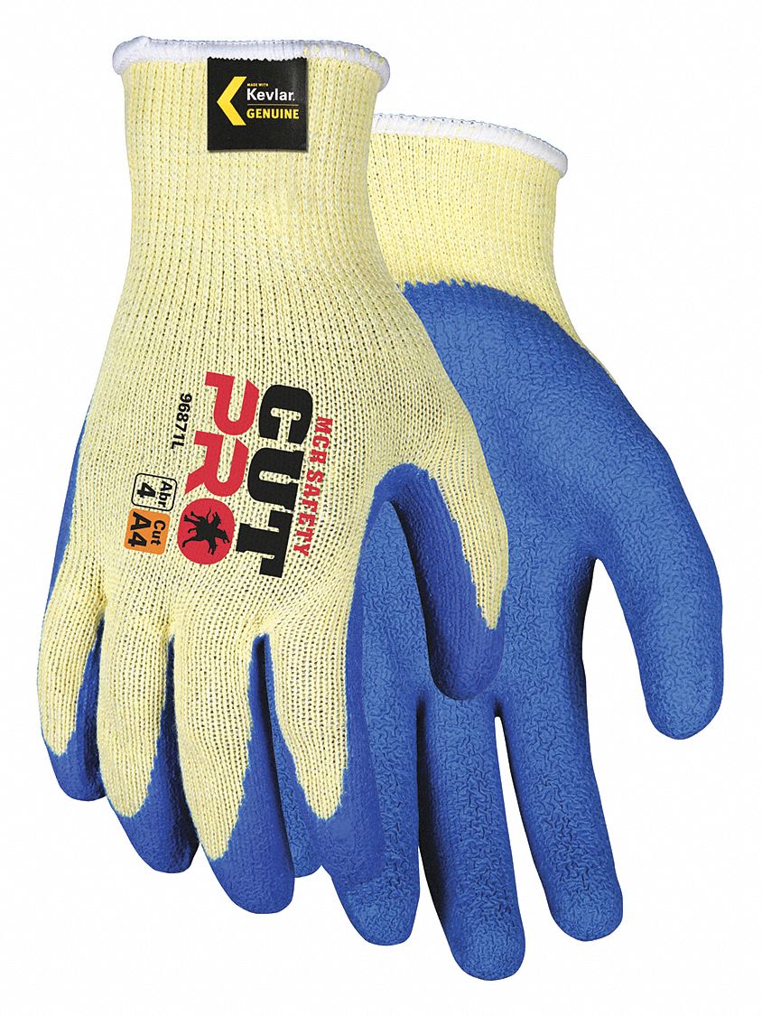 MCR SAFETY CutResistant Gloves, L, A4 ANSI/ISEA Cut Level, Palm