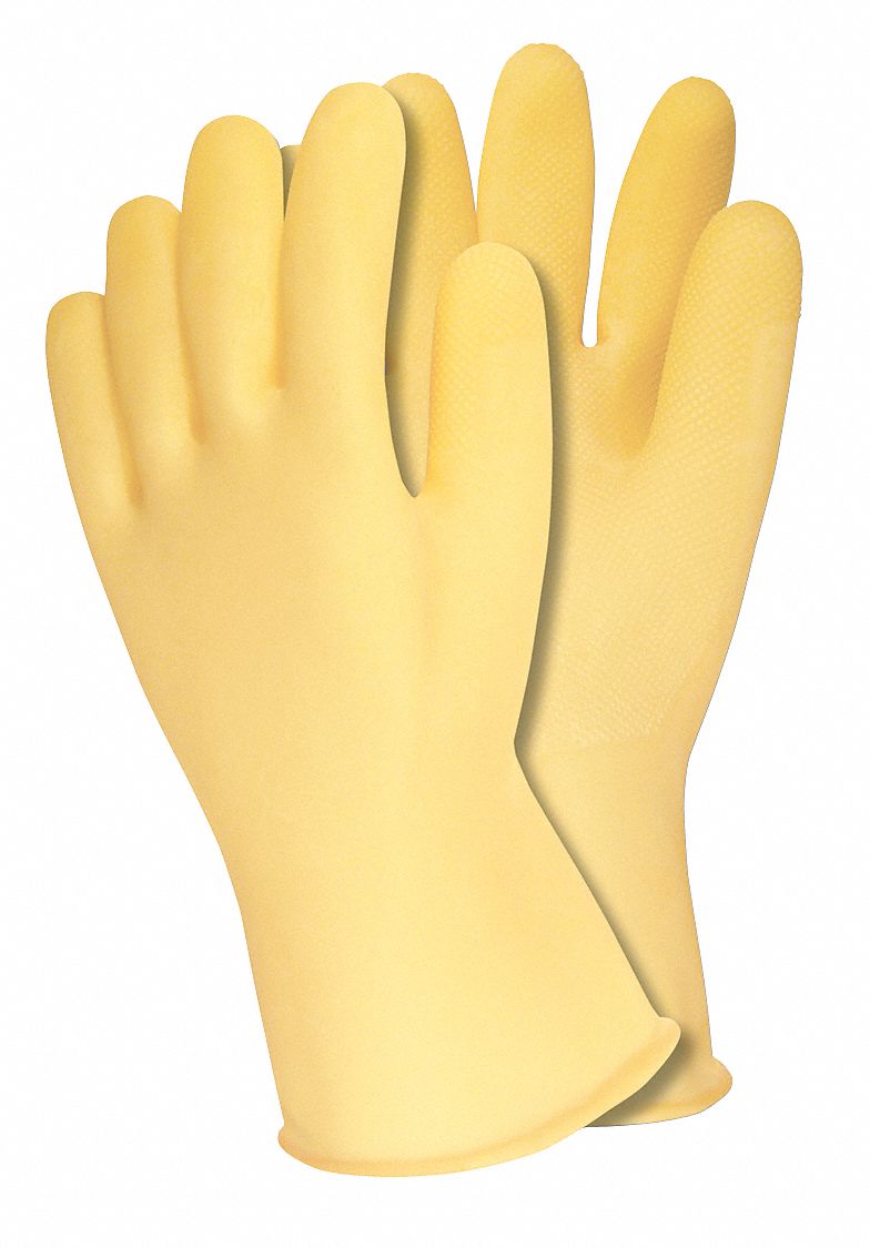 MCR SAFETY Natural Rubber Latex Chemical Resistant Gloves, XL, 101/2