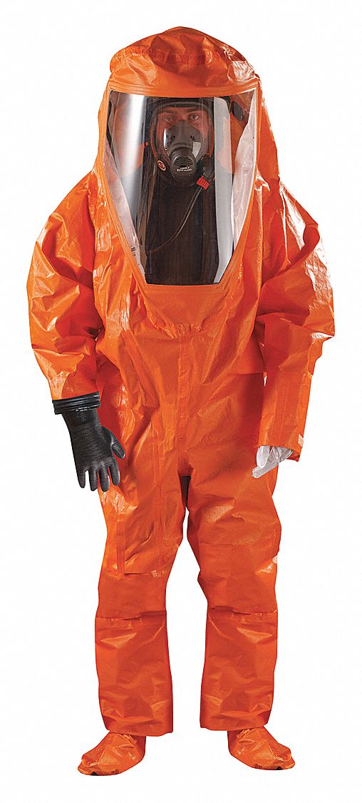 ANSELL Level A Rear-Entry Encapsulated Suit, Orange, XL, Chemical