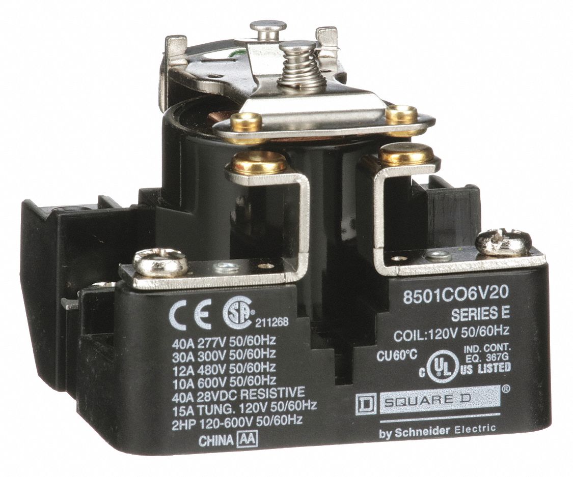 SQUARE D Relay 600Vac 10Amp Type C +Options - 48N365|8501CO6V14 - Grainger