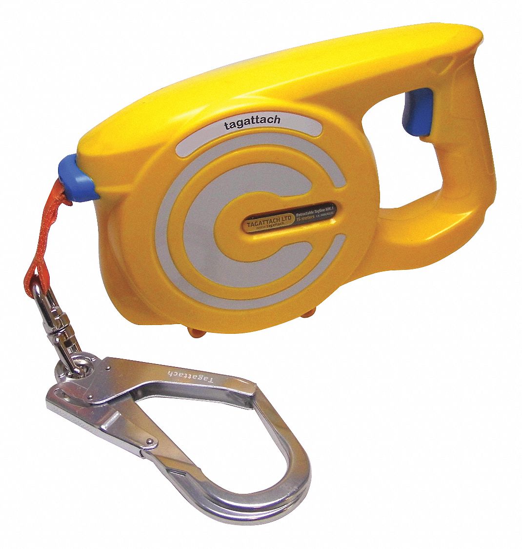 TAGATTACH 15m Retractable Tagline, Yellow/Orange/Gray 48RC32RT15