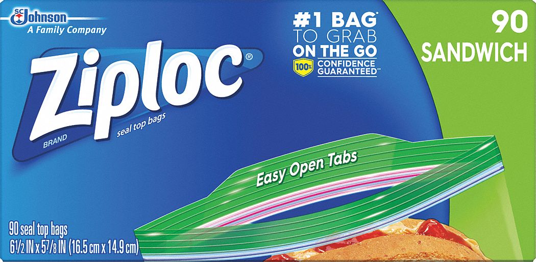 ZIPLOC 61/2"L x 51/8"W Standard Reclosable Poly Bag with Zip Seal Closure, Clear; 1.12 mil