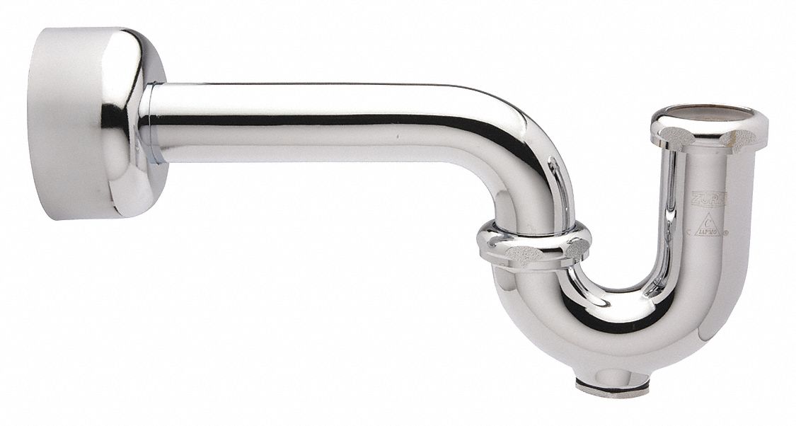 ZURN Cast Brass Chrome Sink Trap, 11/4" Pipe Dia., Compression