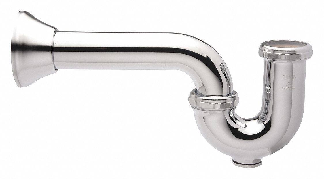 ZURN Cast Brass Chrome PTrap, 11/2" Pipe Dia., Compression Connection