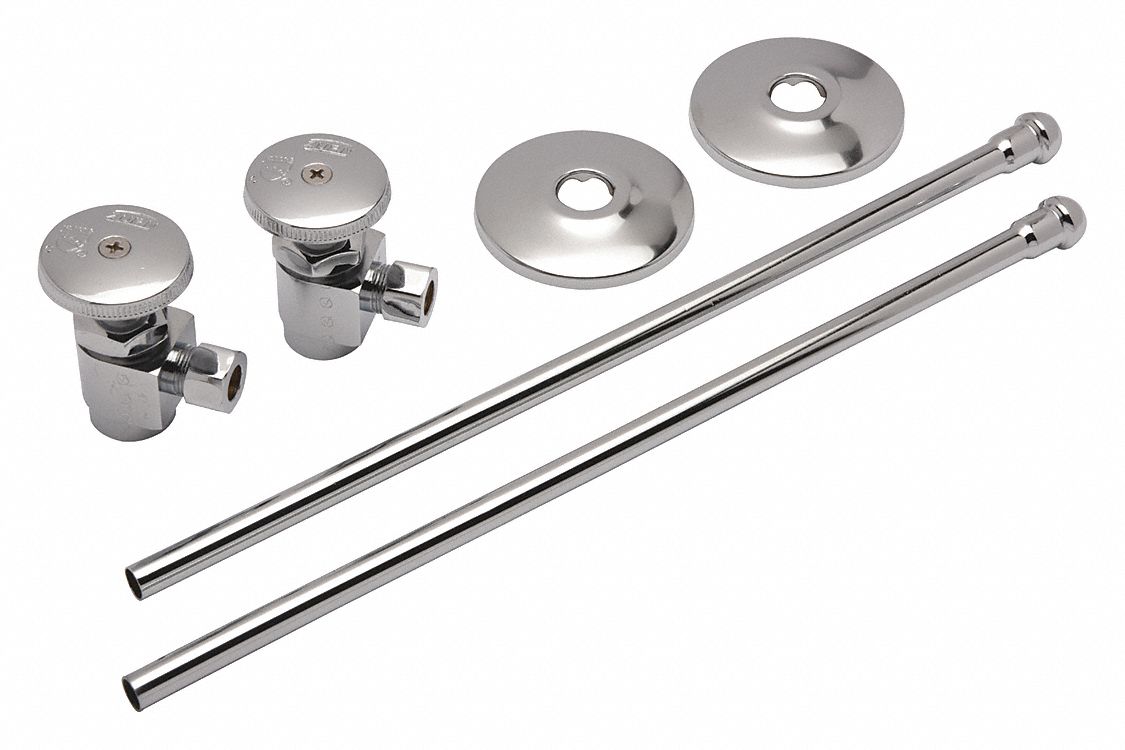 ZURN 21/2"L Brass Angle Stop Valve for Lavatory, Faucet, Water Closet