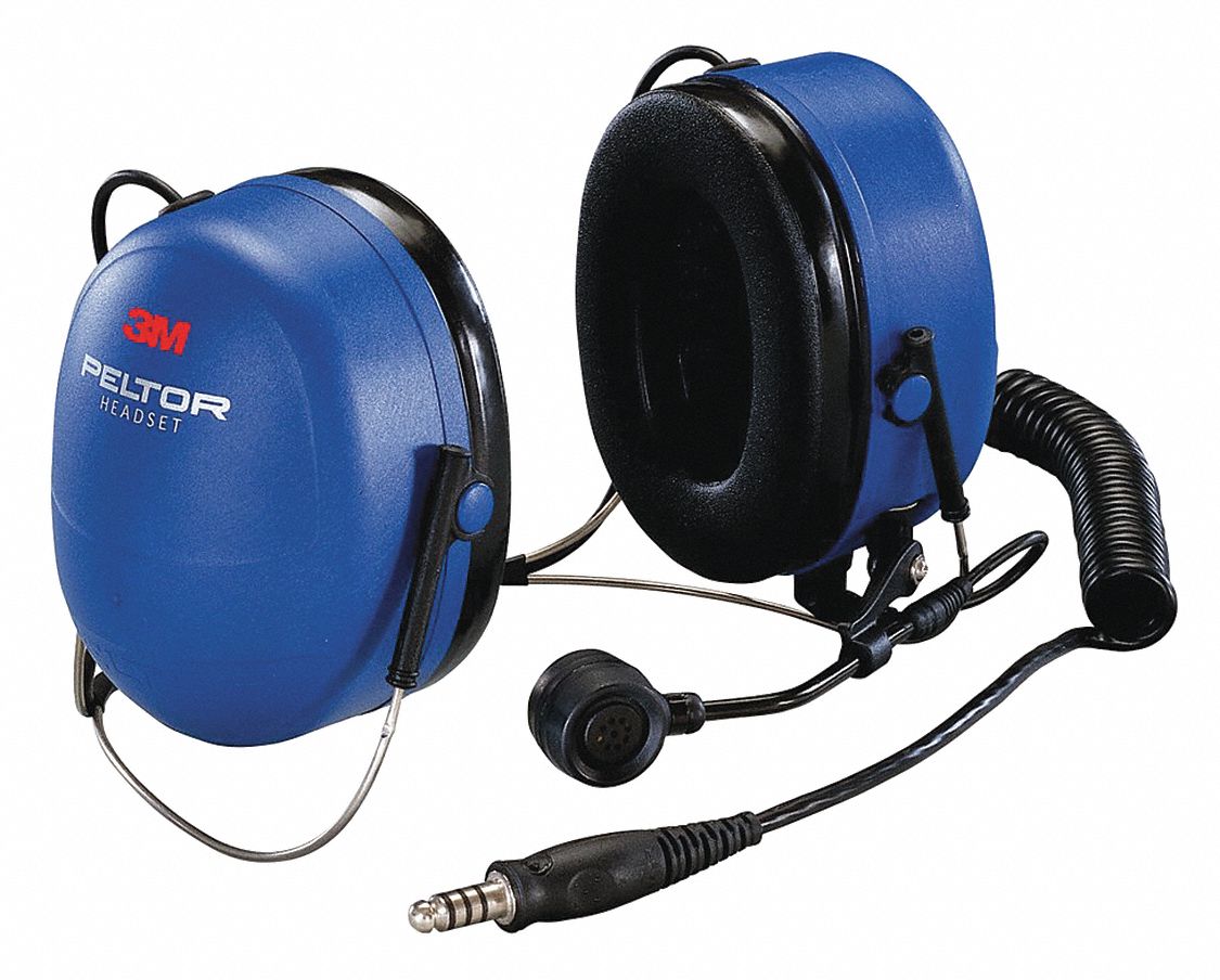 3M Two Ear Behind the Head Headset, 24dB Noise Reduction Rating NRR, Blue, Noise Canceling Yes