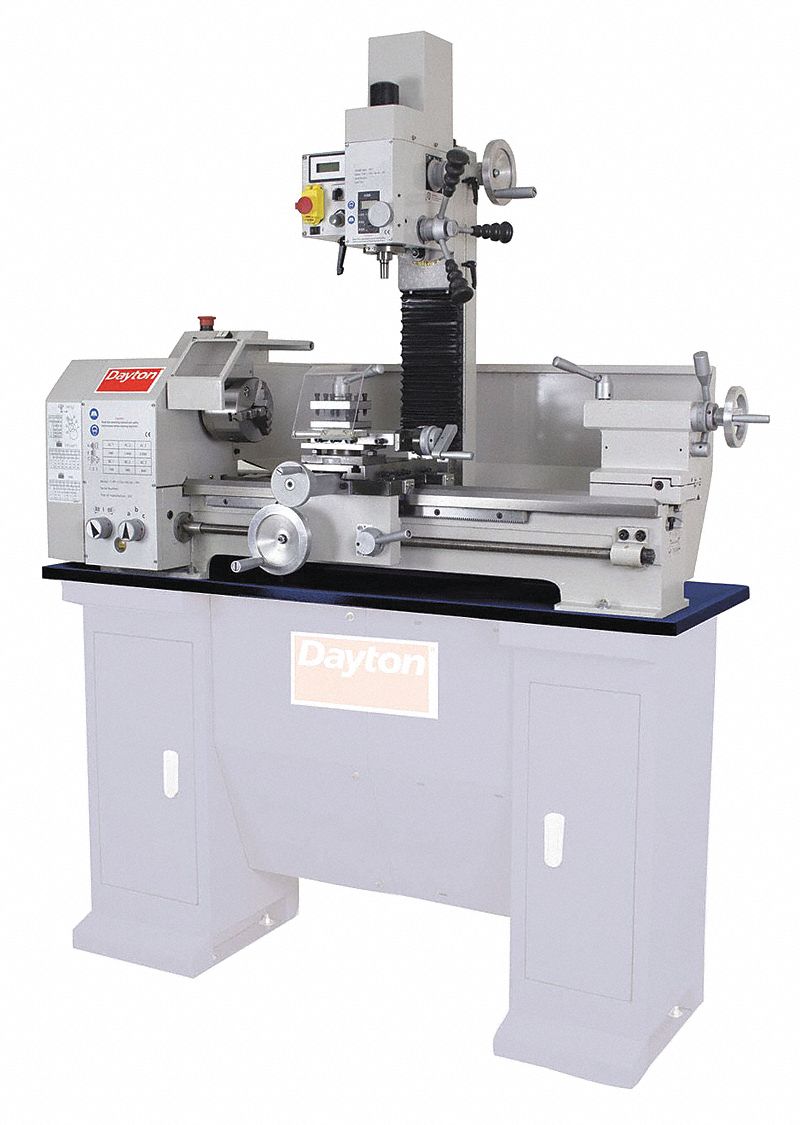 DAYTON Combination Lathe/Milling Machine, Metal Turning, Milling, 115VAC Voltage, 1 Motor HP