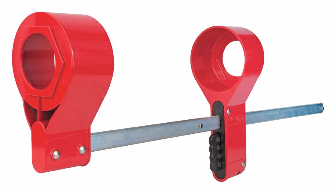 MASTER LOCK Blind Flange Lockout Device, Red/Black/Silver, 2.000 in to