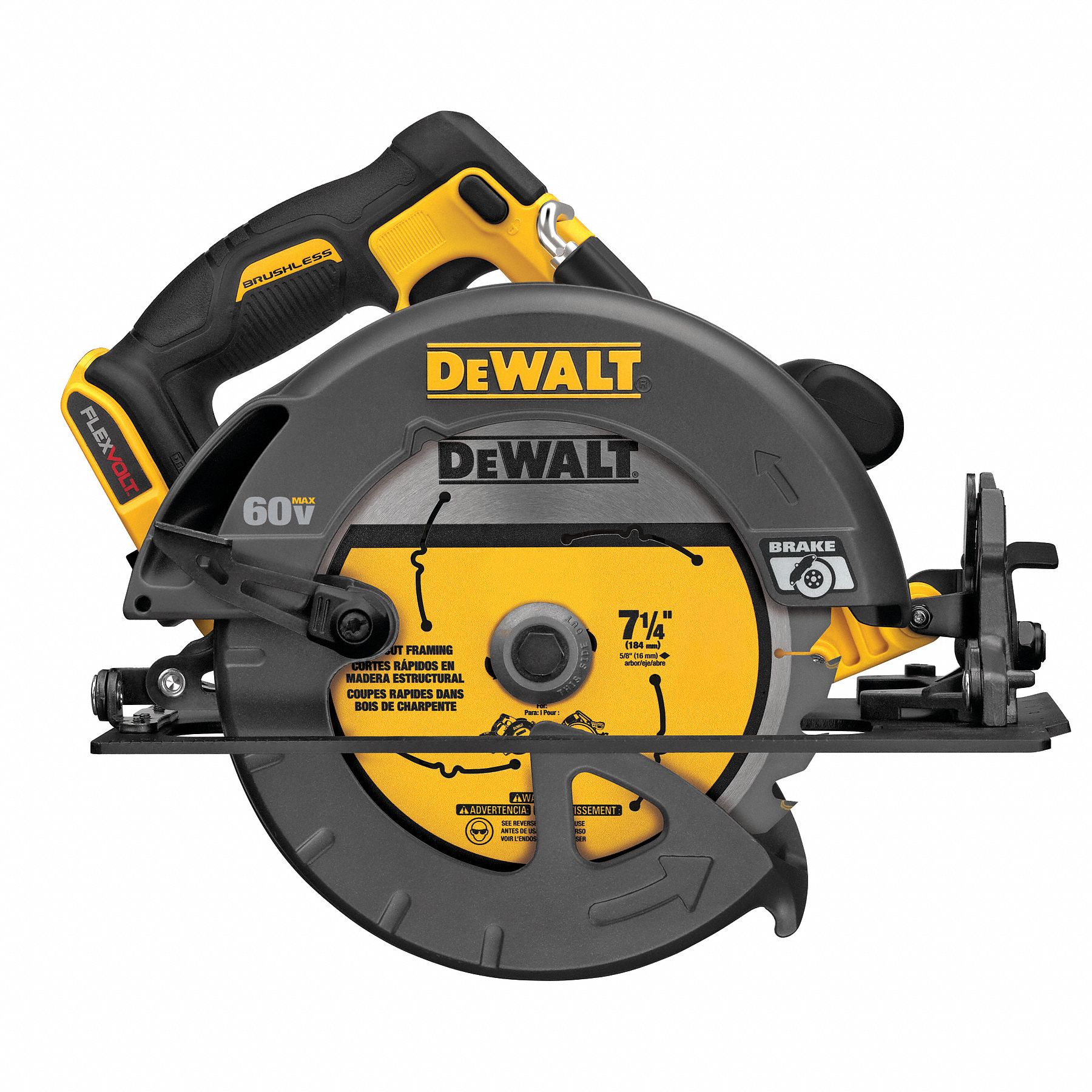 DEWALT Circular Saw, 71/4" Blade Dia., Left Blade Side, Bevel Angle