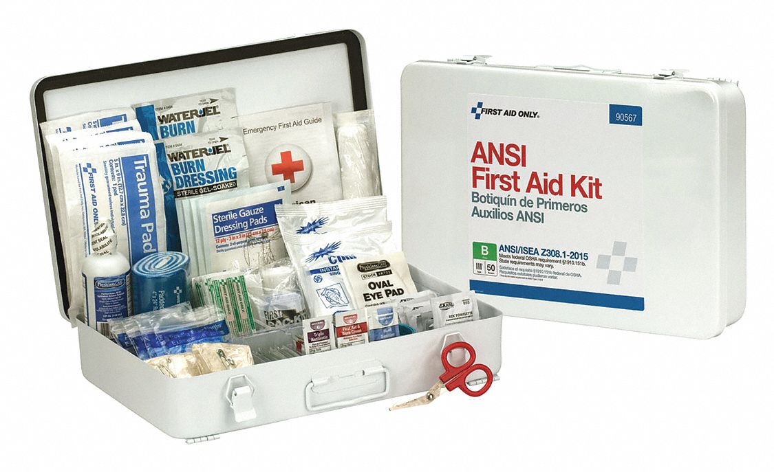 FIRST AID ONLY First Aid Kit, Kit, Metal, Industrial, 50 People Served