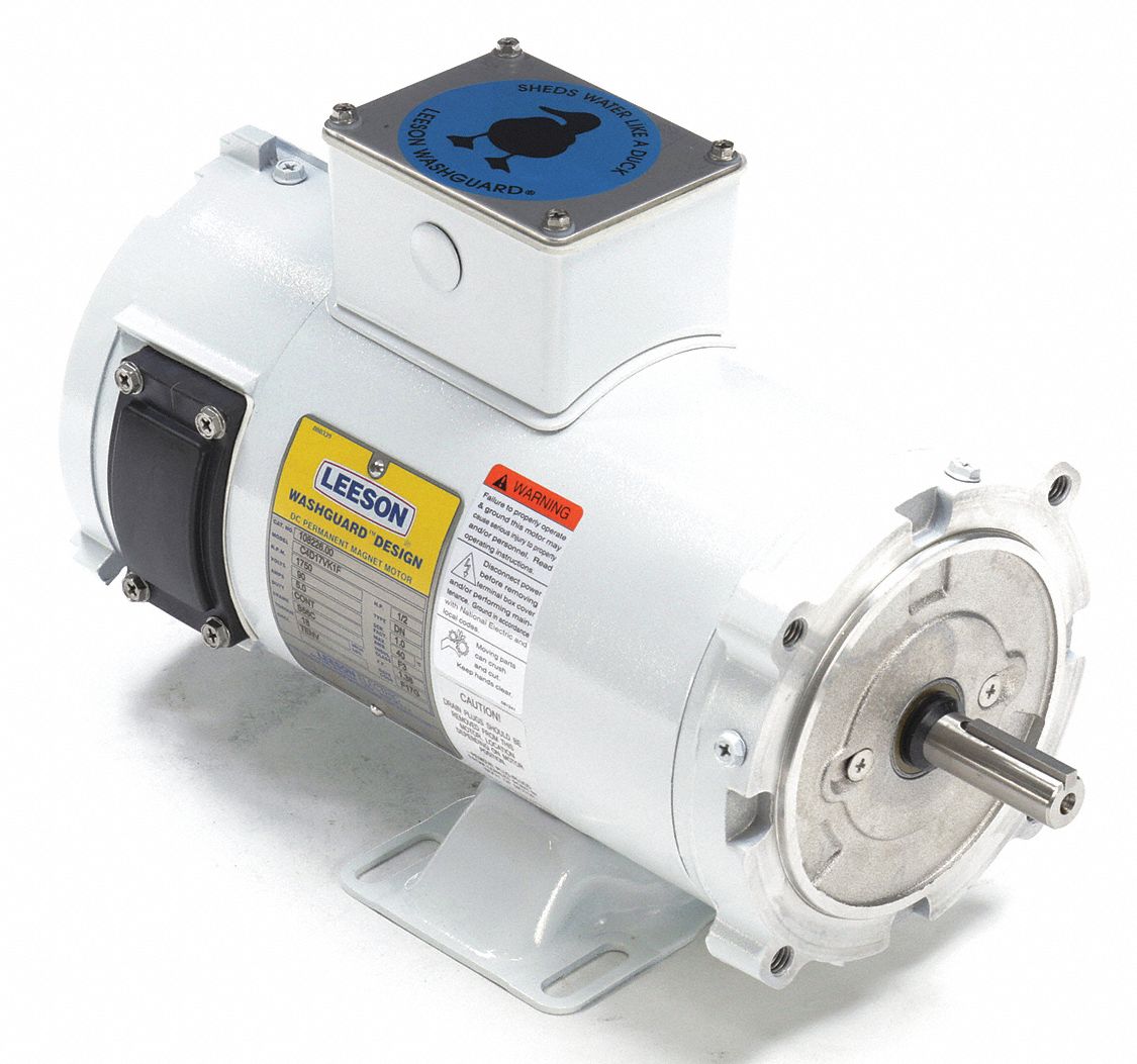 LEESON DC Washdown Motor 1 2 HP Epoxy Finish Permanent Magnet DC