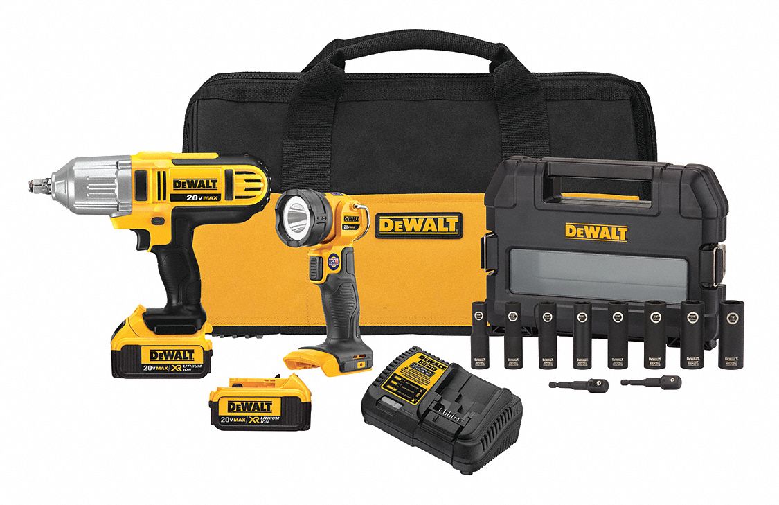 DEWALT 20V MAX Cordless Impact Wrench Kit, 20.0 Voltage, Number of