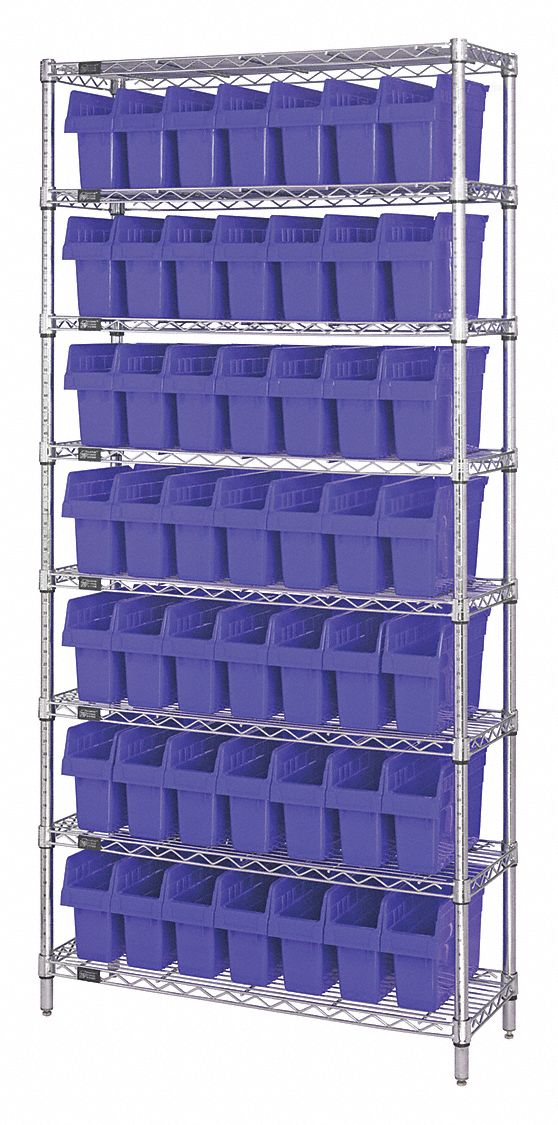 QUANTUM STORAGE SYSTEMS Steel Bin Shelving with 48 Bins, 18 inW x 36