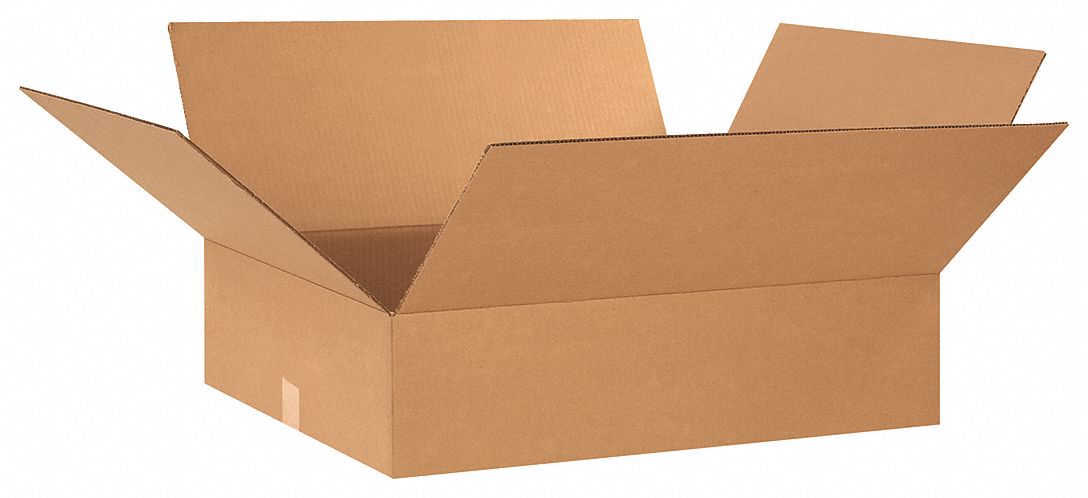 GRAINGER APPROVED Shipping Box, Flat, Single Wall, 24x20x6 in Inside