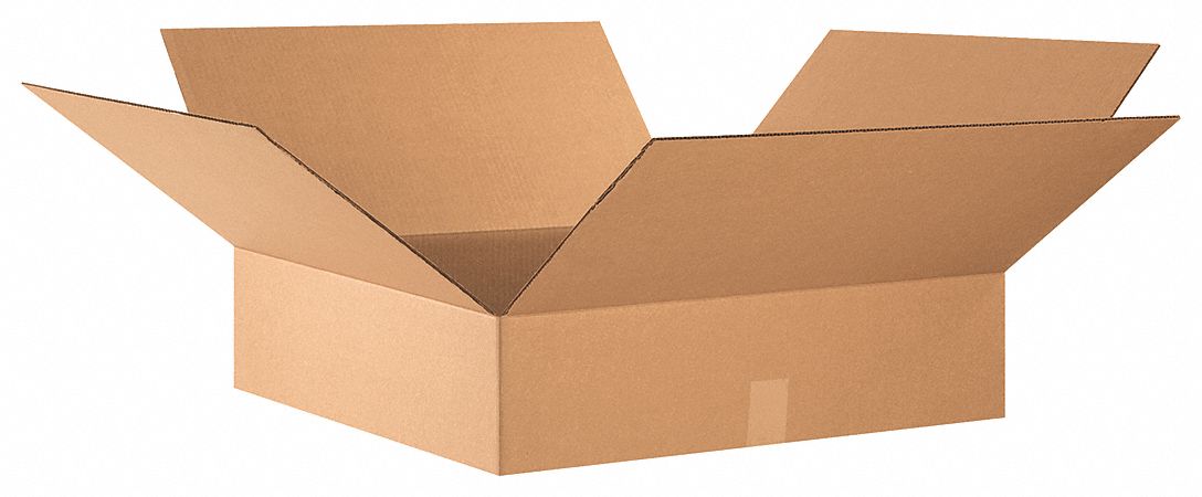 GRAINGER APPROVED Shipping Box, Flat, Single Wall, 24x24x6 in Inside