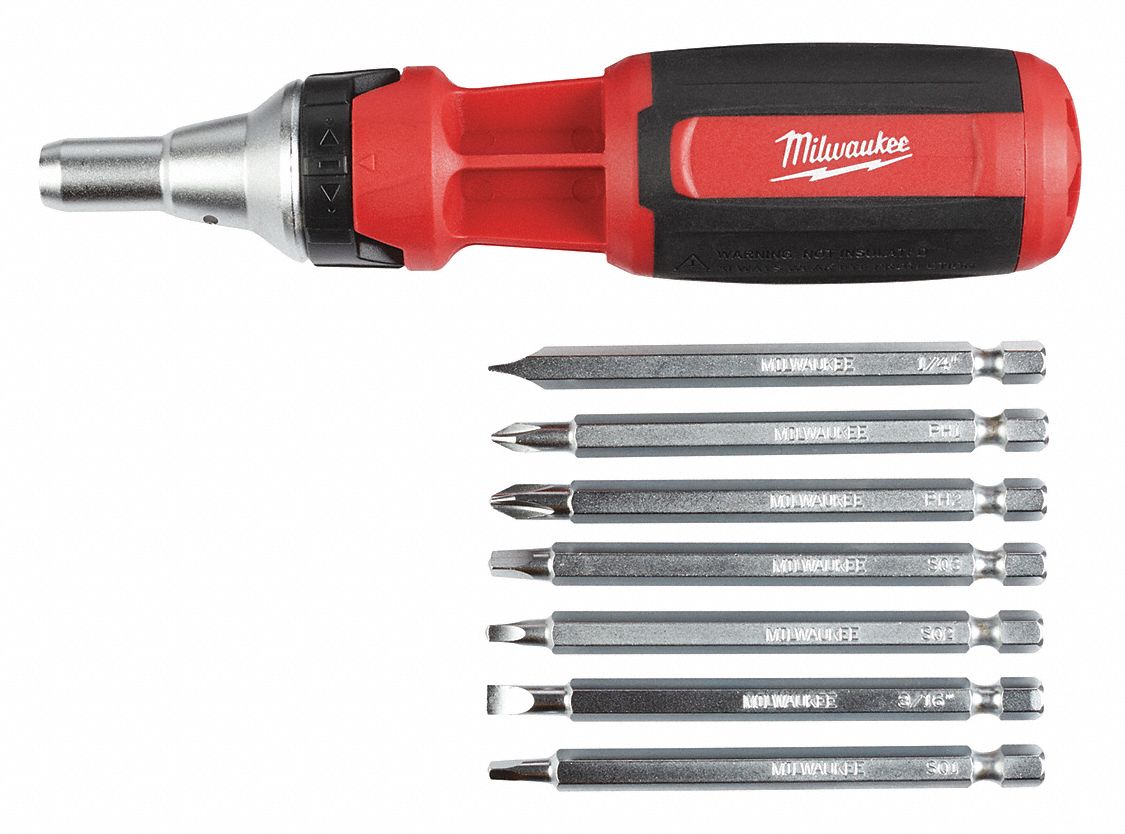 MILWAUKEE MultiBit Screwdriver 9Pc., 9in1, General Purpose, 7 in