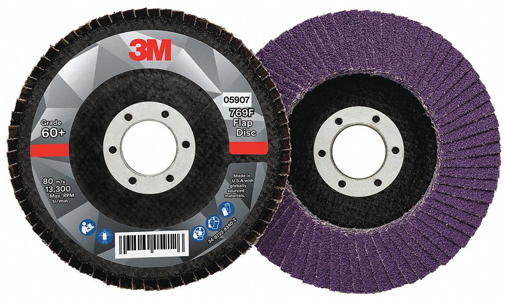 3M Flap Disc, Type 29, 41/2" dia., 60 Grit 498X90769F Grainger