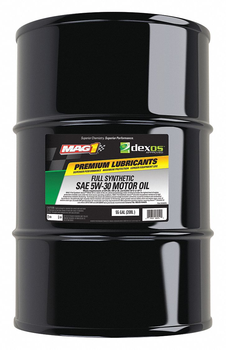 WARREN Full Synthetic Engine Oil, 55 gal. Drum, SAE Grade 5W30, Amber 49EP50MAG64876 Grainger