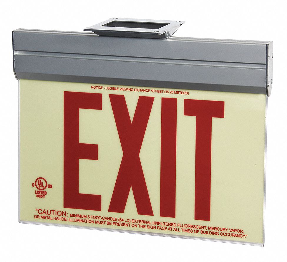 GRAINGER APPROVED Exit Sign, 7 1/2 in x 13 in, Plastic 49EV29
