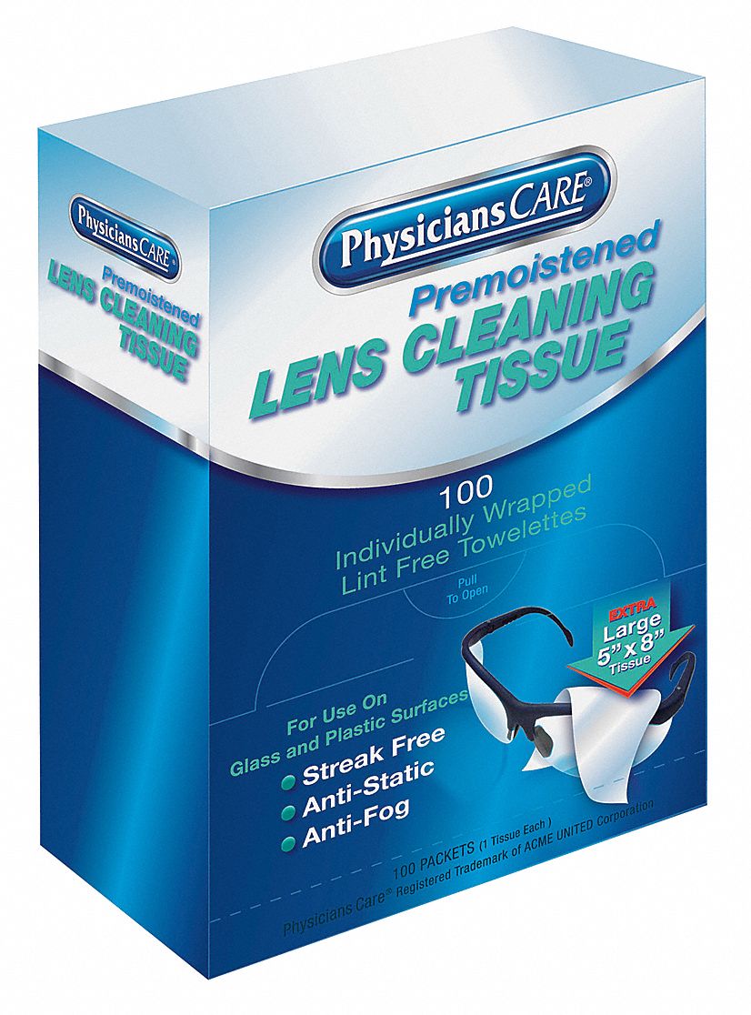 PHYSICIANSCARE Lens Clng Tissue, Isopropyl Alcohol, PK100 49H381