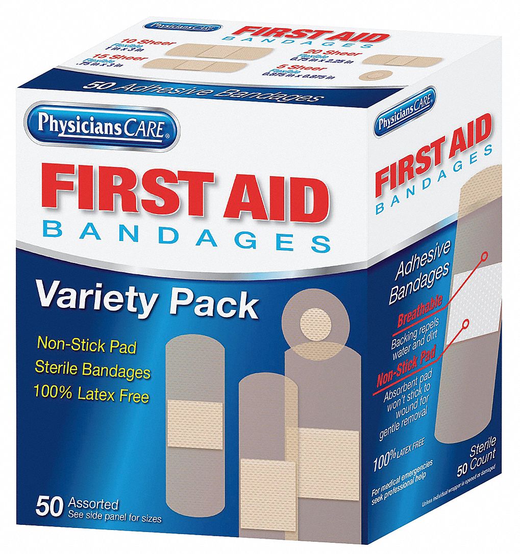 FIRST AID ONLY Plastic Strip Bandages, Assorted x Assorted, Sheer