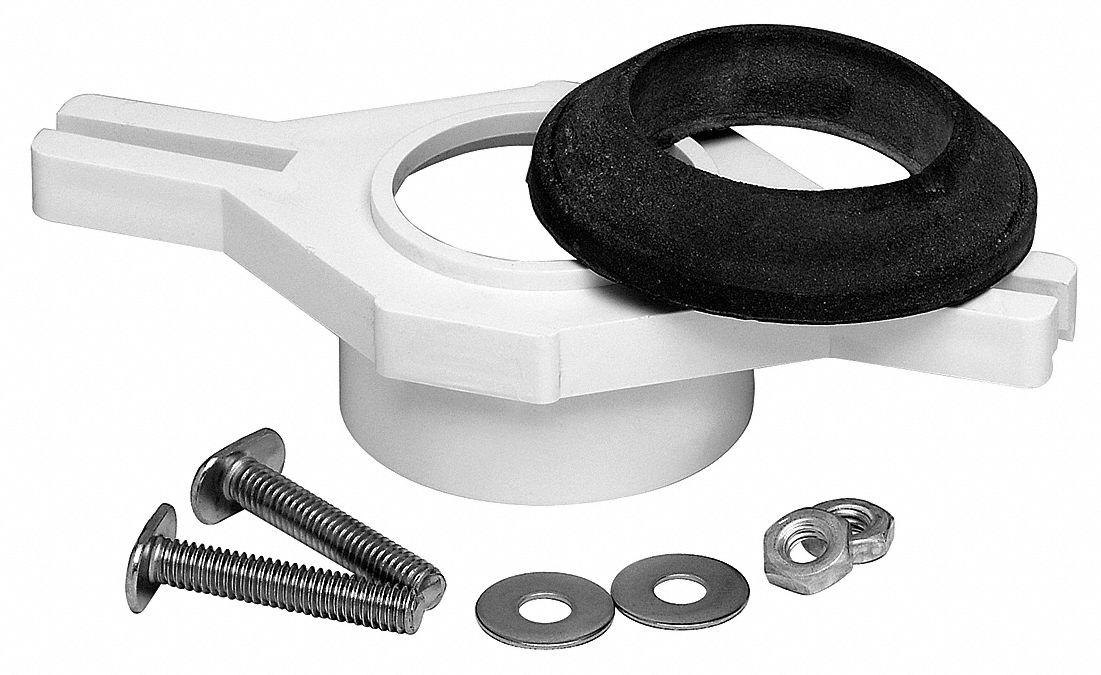 OATEY PVC, Brass, Rubber, Urinal Flange Kit, Adjustable, White/Black, 2