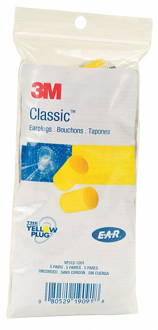 Ear Plugs,Without Cord,Cylinder,PK5
