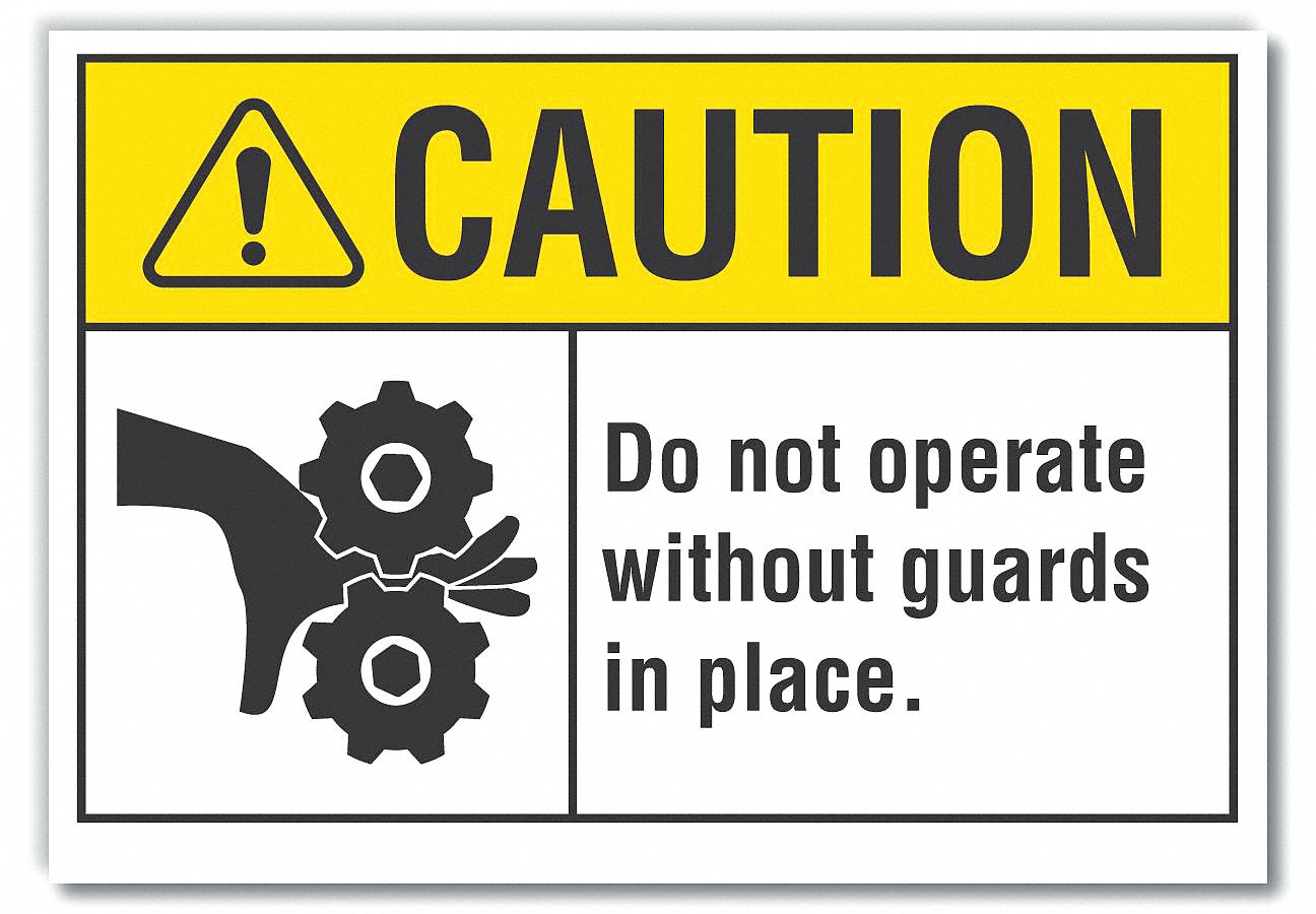 LYLE Machine Guards Caution Reflective Label, Sign Format ANSI/OSHA