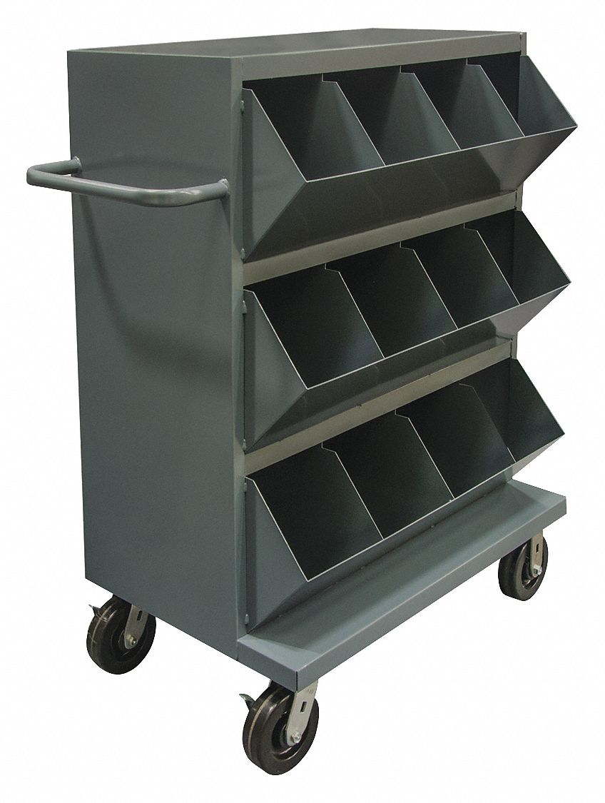 GRAINGER APPROVED 36" x 24" x 491/4" Mobile Storage Bin, Gray 49Y223