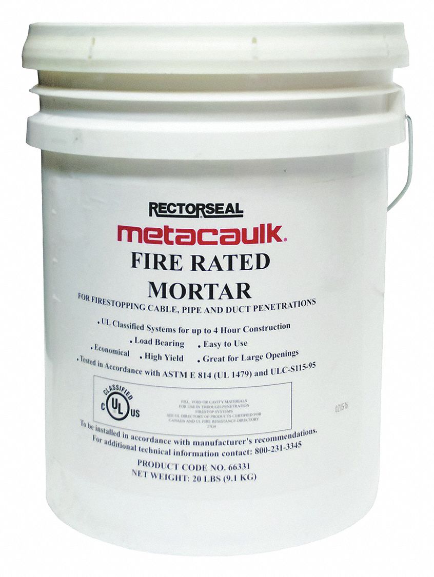 METACAULK Firestop Mortar, 20 lb Pail, Up to 4 hr Fire Rating, Red
