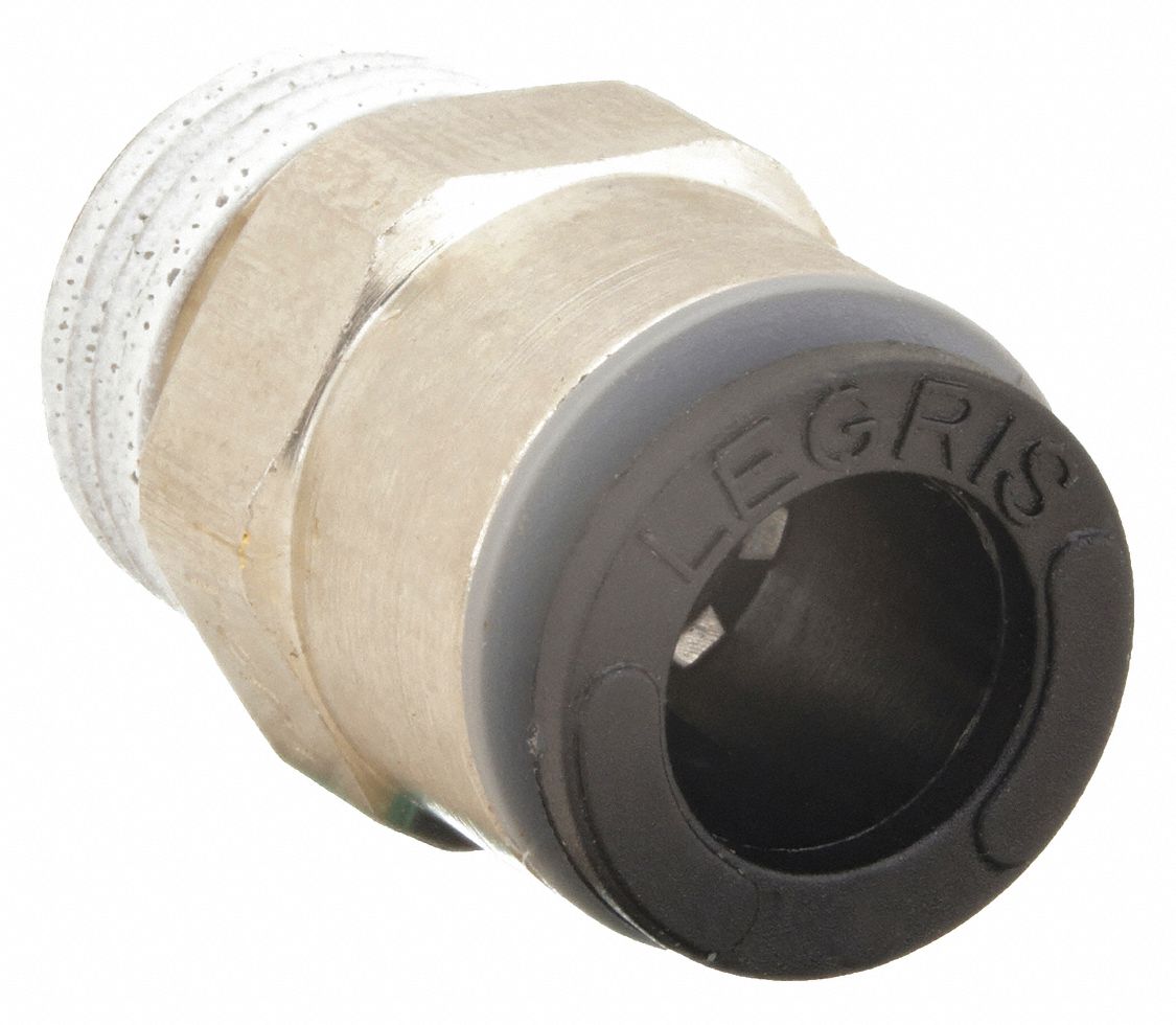 LEGRIS 1/4" Plastic/Metal Combination Male Connector, Black 4GXF5