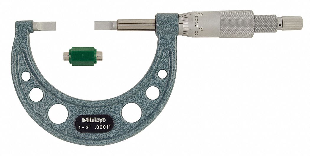 MITUTOYO Blade Micrometer, Vernier Operation, 1 to 2 in Range, 0.0001