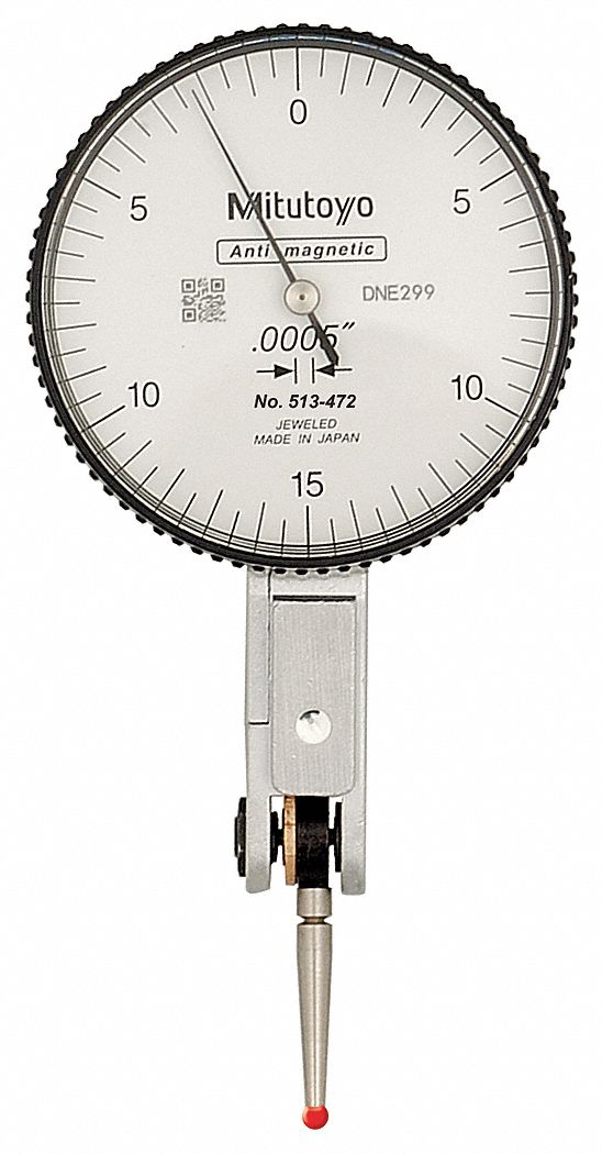 MITUTOYO Dial Test Indicator, Horizontal Indicator Style, White, 0 to 0