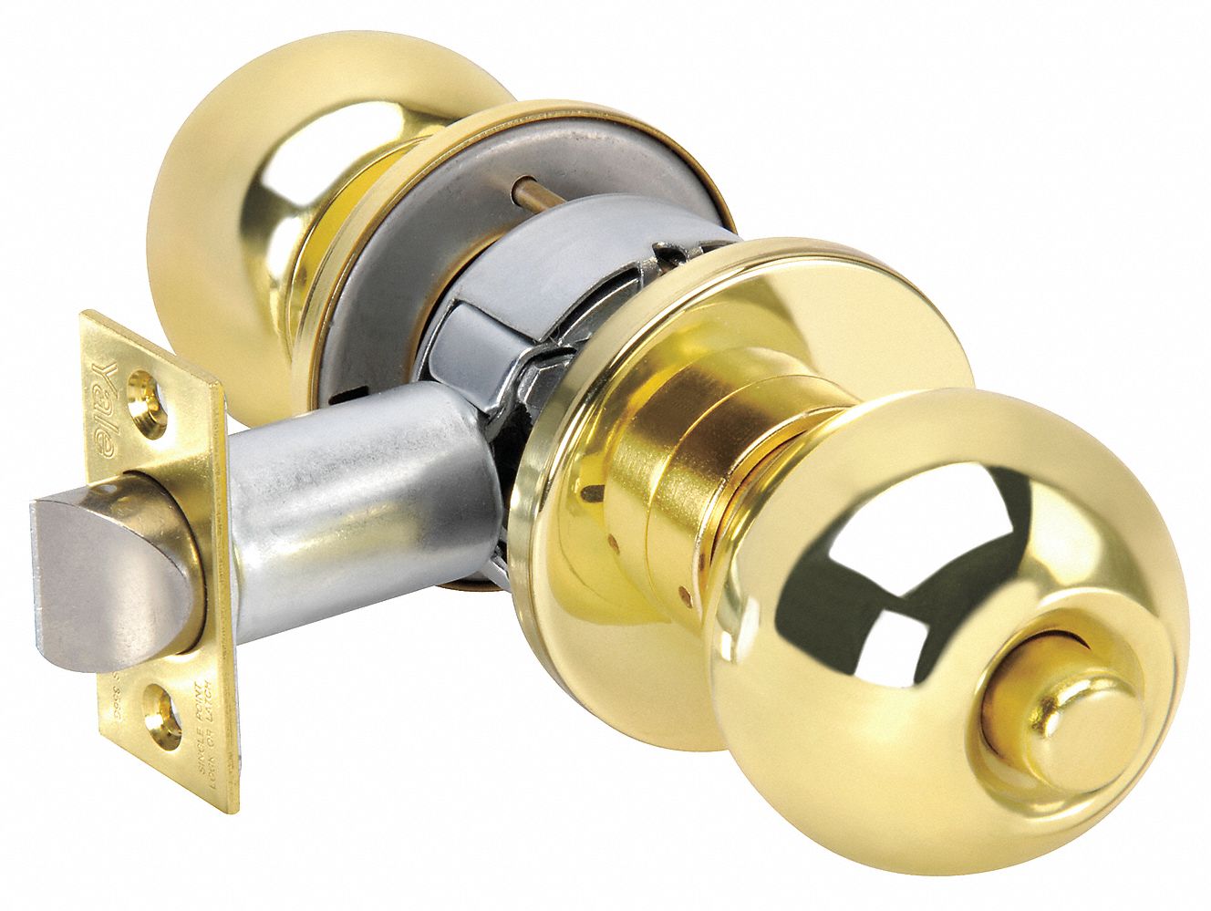 YALE Medium Duty Privacy 4600Series Knob Lockset, Bright Brass Finish 6HHA1CA4602 x 605