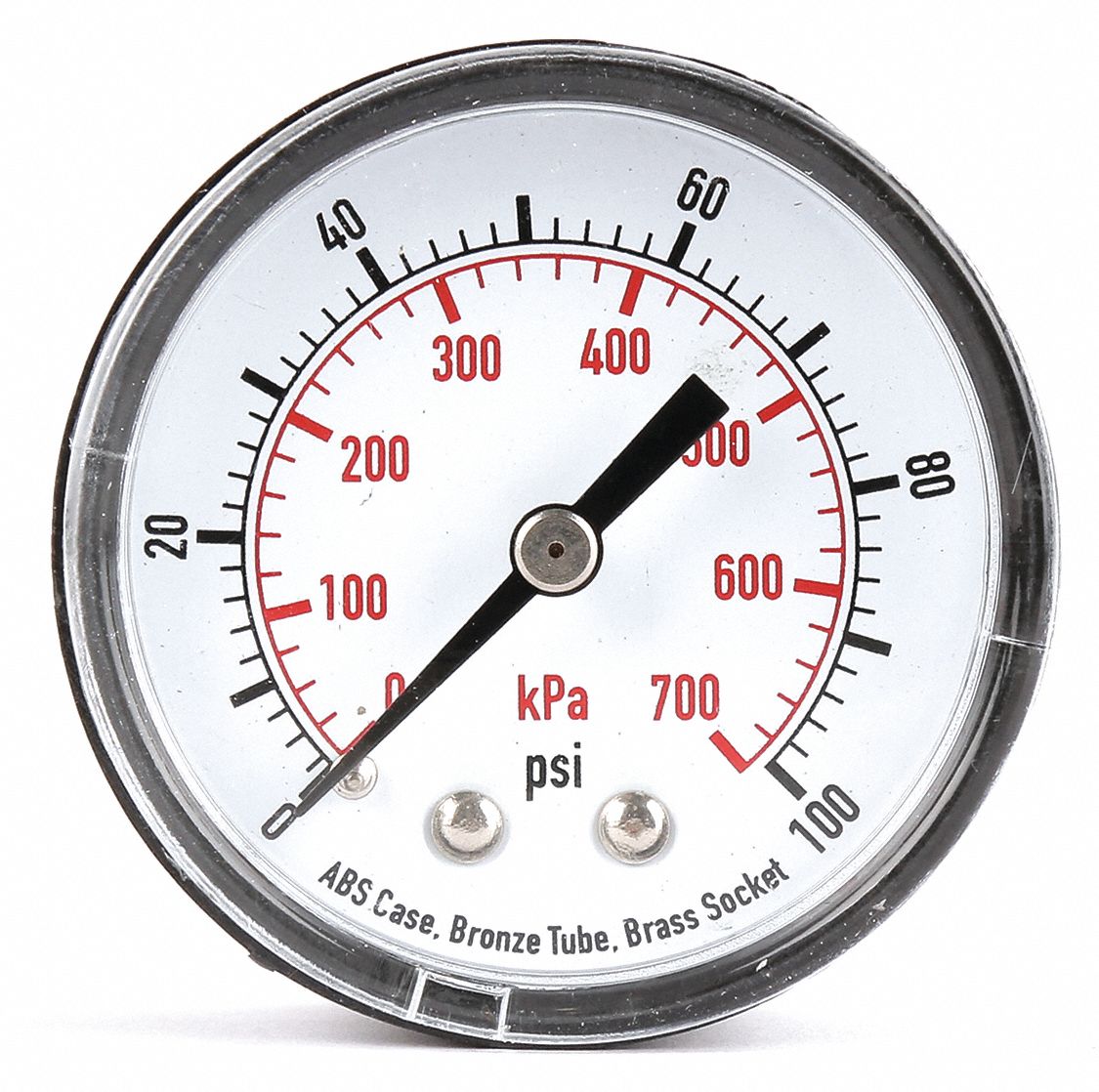 GRAINGER APPROVED Pressure Gauge, 0 to 100 psi, 0 to 700 kPa Range, 1/4