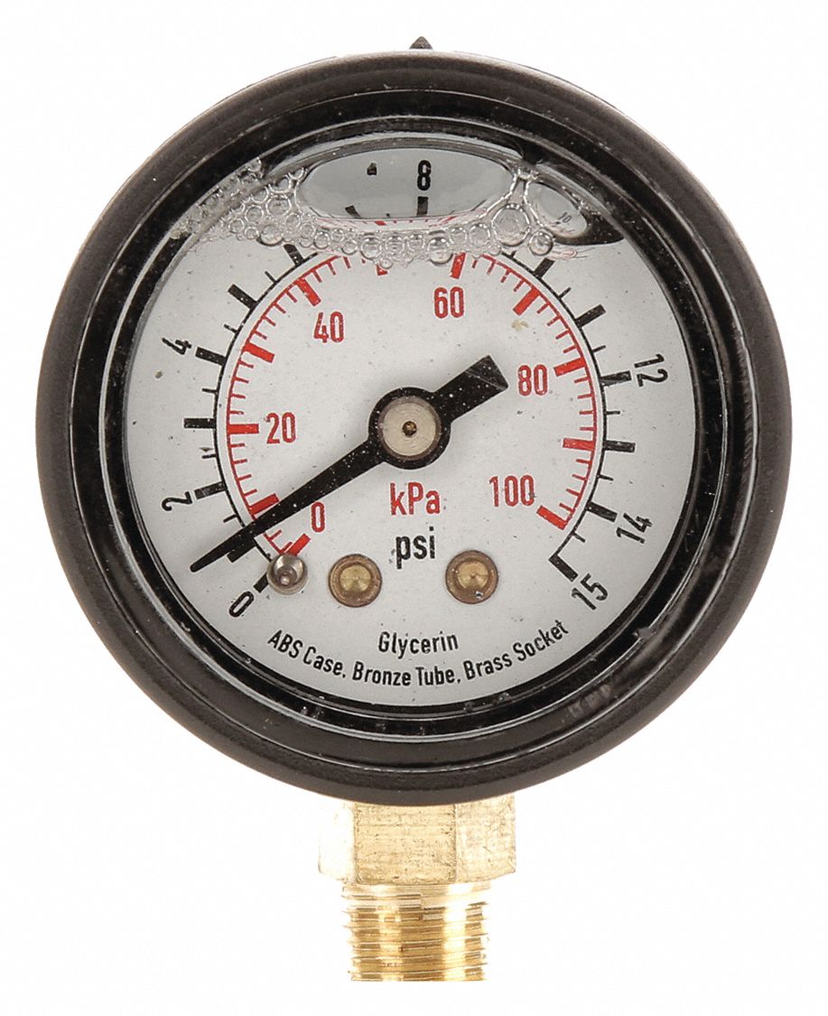GRAINGER APPROVED Pressure Gauge, Liquid Filled, 11/2 In 4FKX84FKX8