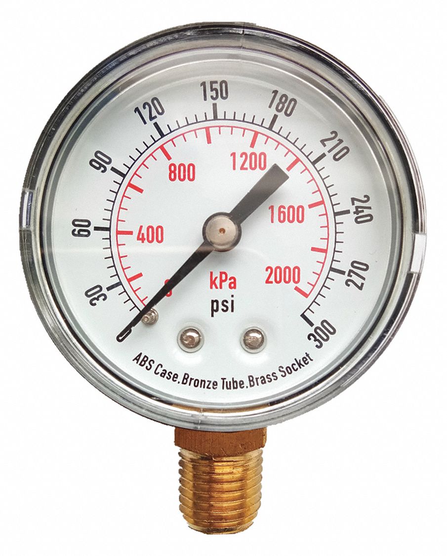 GRAINGER APPROVED Pressure Gauge 0 To 2000 KPa 0 To 300 Psi Range 1 