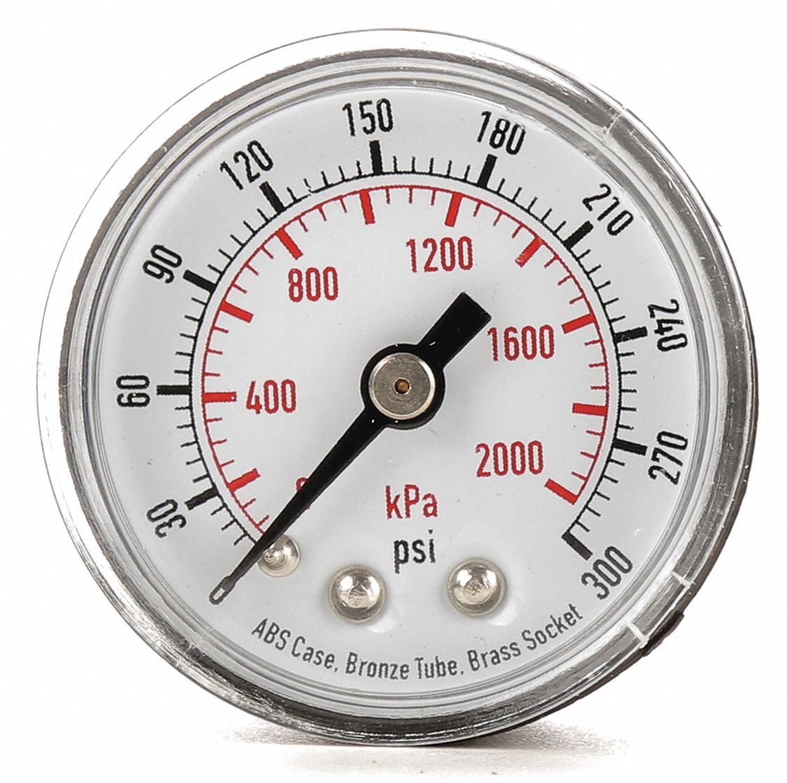 GRAINGER APPROVED Pressure Gauge, 0 to 300 psi, 0 to 2000 kPa Range, 1/8" NPT, ±323 Gauge