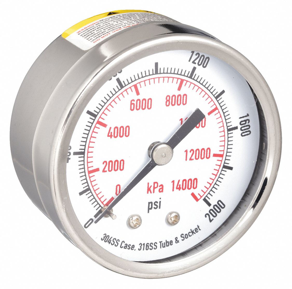 Corrosion Resistant Case 0 To 2 000 Psi Commercial Pressure Gauge