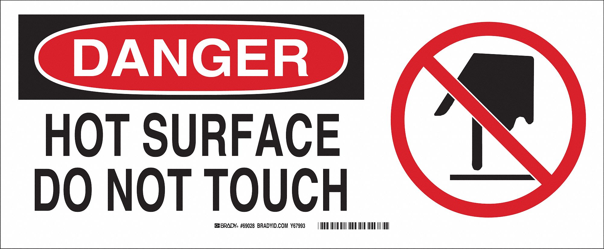 Danger Sign,7 x 17In,R and BK/WHT,ENG