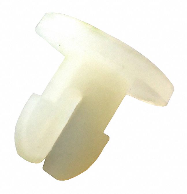 GRAINGER APPROVED Split Push In Rivet, Nylon, 0.145 in Dia., 0.395 in L, 0.115 in, OffWhite