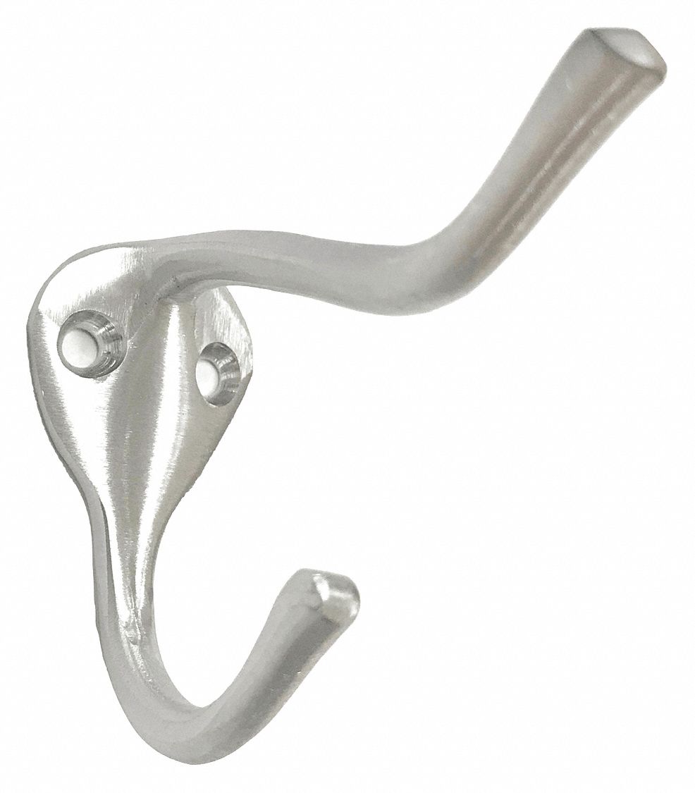 GRAINGER APPROVED Screw Mount Coat/Hat Hook, 1 Hook(s), Brass, 1 EA 4JG674JG67 Grainger
