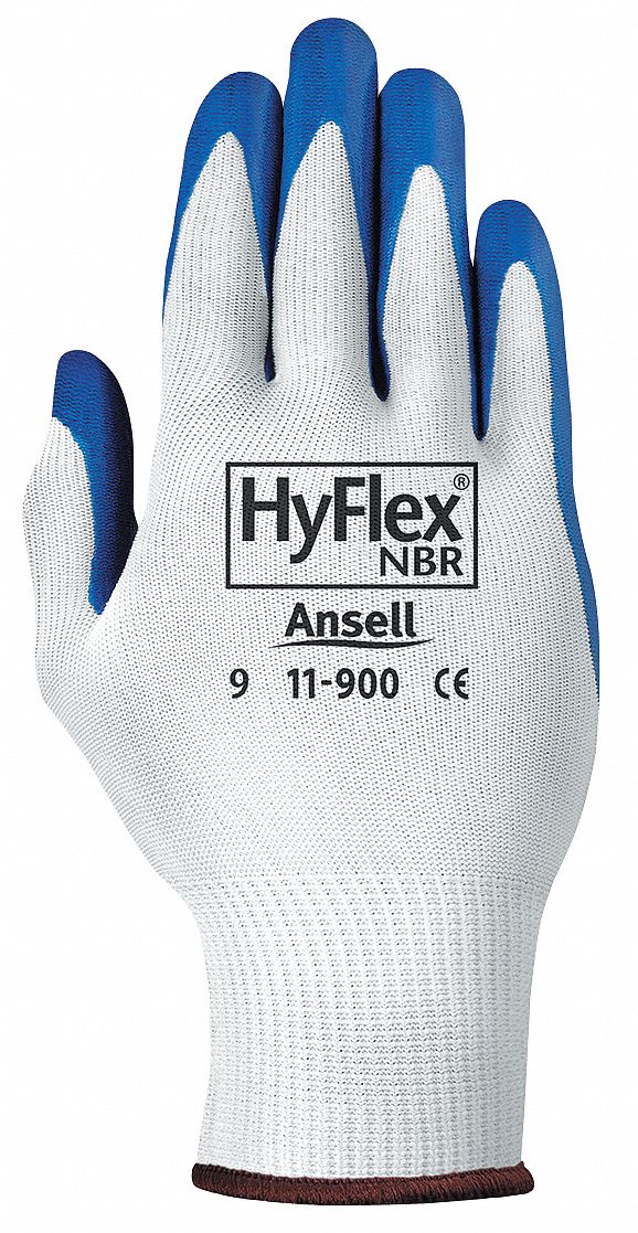 Coated Gloves,L,Blue/White,PR